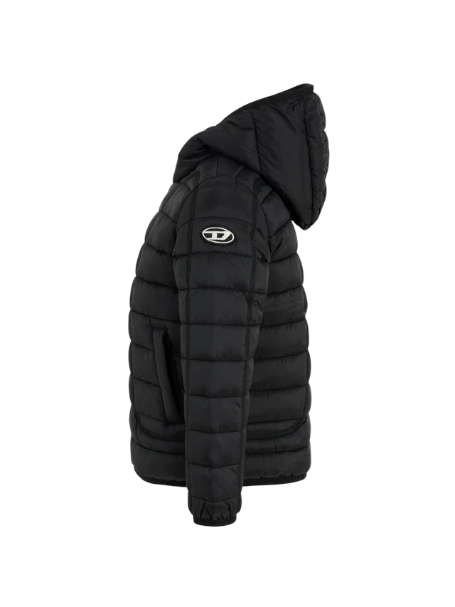 Gesteppte Diesel-Jacke mit schwarzer Kapuze