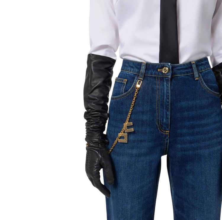 Elisabetta Franchi jeans con catenella logata lavaggio blu - mem39