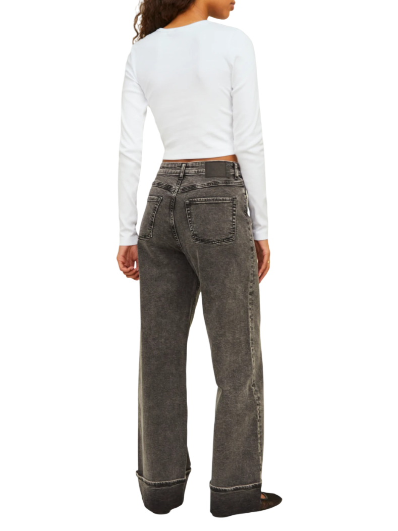 Jjxx T-shirt manica lunga a costine bianco