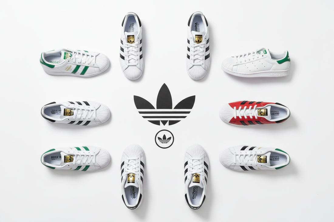 Collezione iconica di sneaker Adidas con le tre strisce