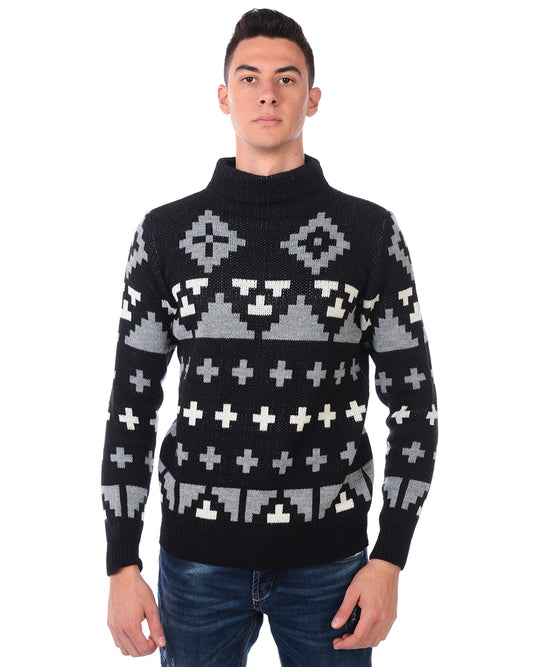 Maglione Nero Collo Alto Daniele Alessandrini - mem39