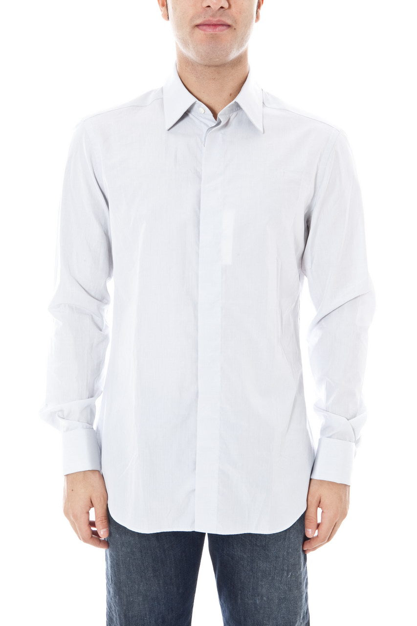 Elegante Camicia Armani Collezioni Grigio Scuro con Copribottoni - mem39