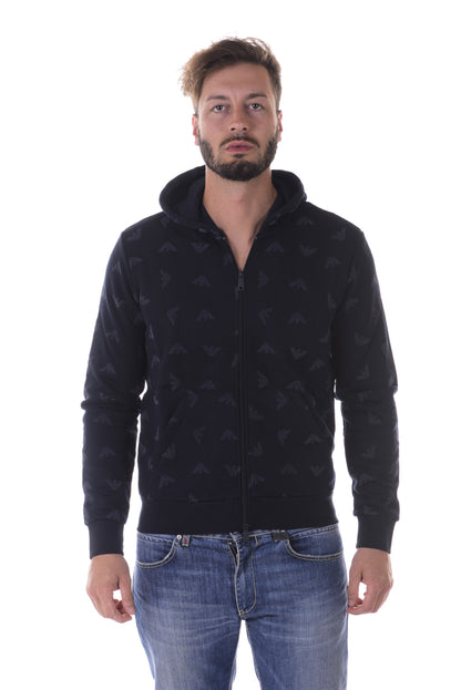 Felpa Armani Jeans Blu con Zip e Cappuccio - mem39