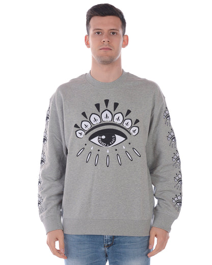 Felpa Kenzo Grigio Logo Ricamato - mem39