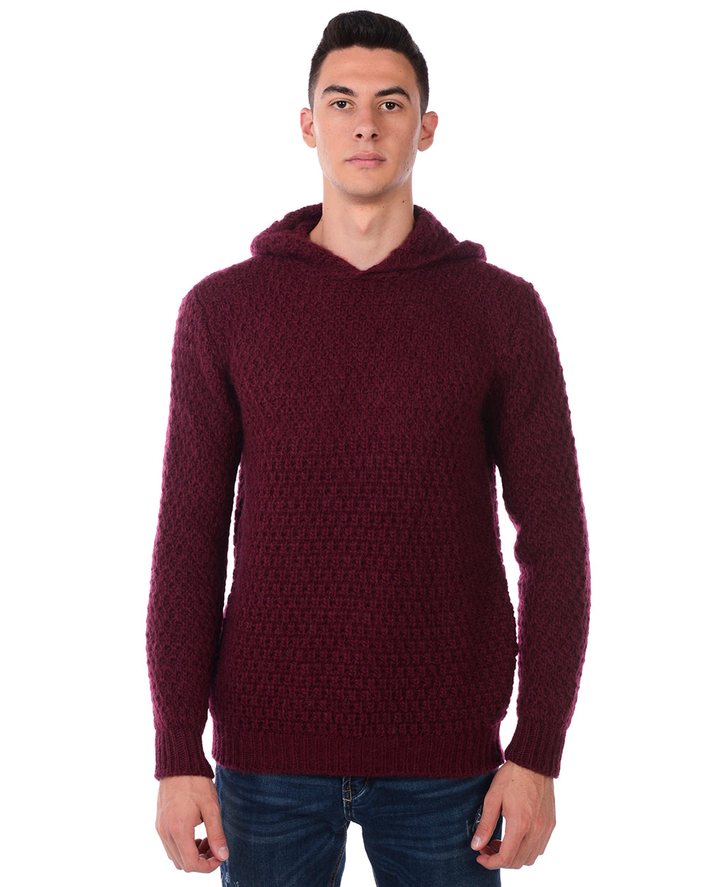 Maglione Bordeaux con Cappuccio Daniele Alessandrini - mem39