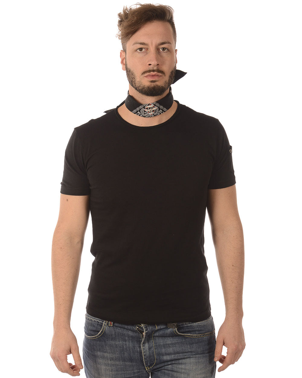 Maglia Daniele Alessandrini Nero XXL con Foulard - mem39