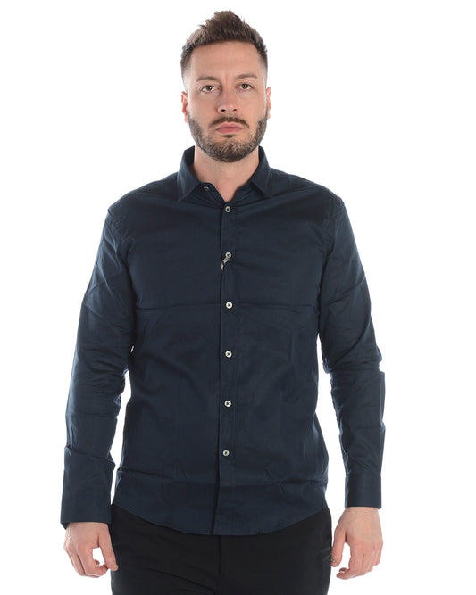 Camicia Daniele Alessandrini Blu Manica Lunga - mem39