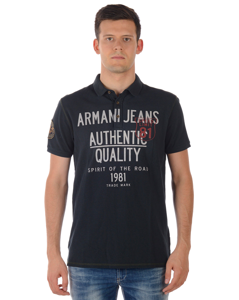 Polo Armani Jeans AJ Blu Con Logo Ricamato - mem39