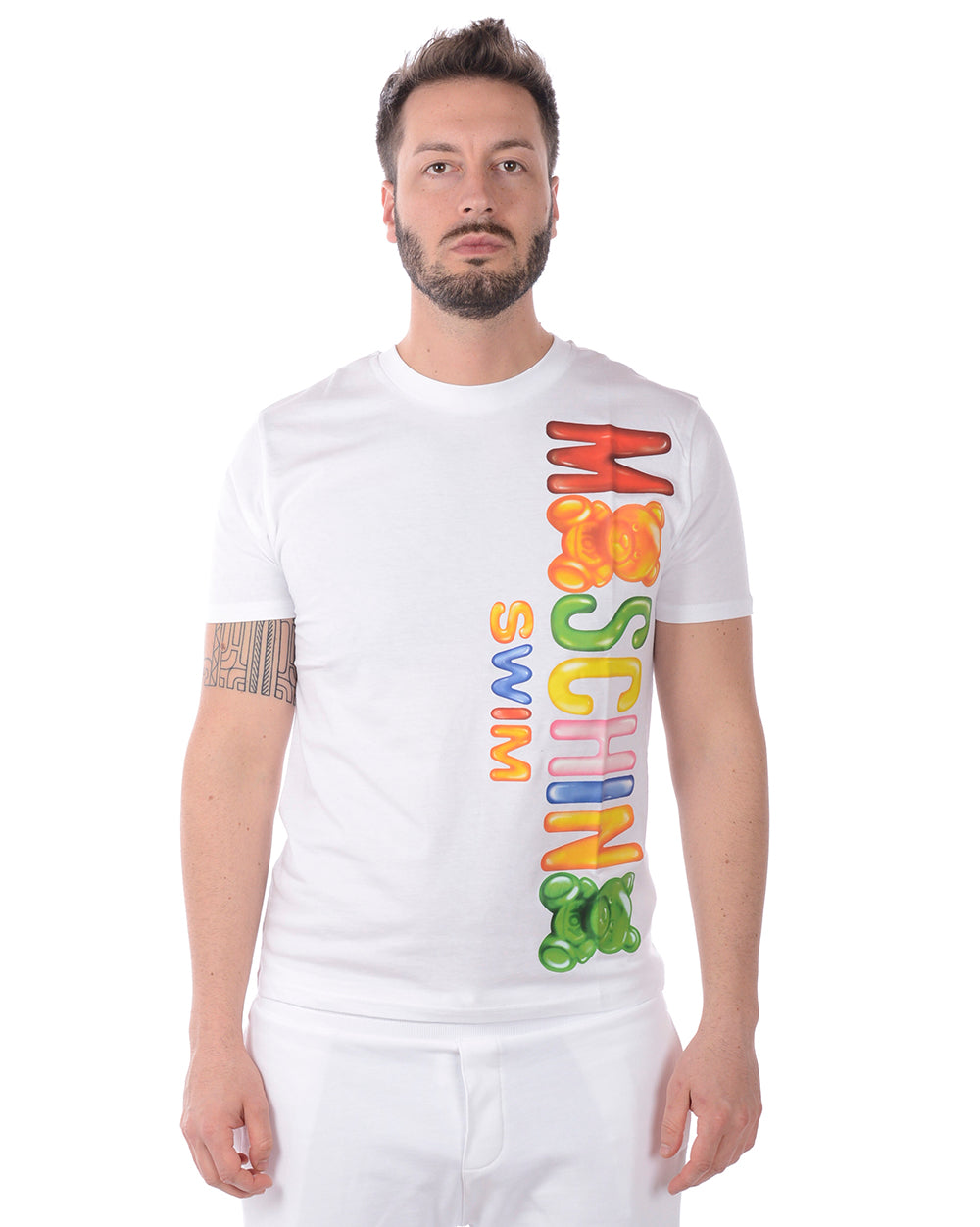 T-Shirt Moschino Swim Grigia Stampata - mem39