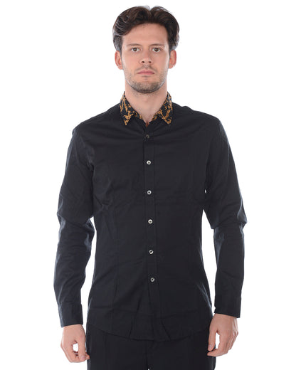 Camicia Nera in Viscosa Daniele Alessandrini - mem39