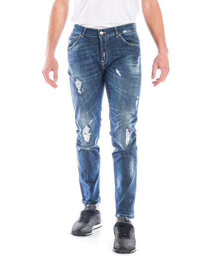 Jeans Daniele Alessandrini Scuro con Chiusura a Bottoni - mem39