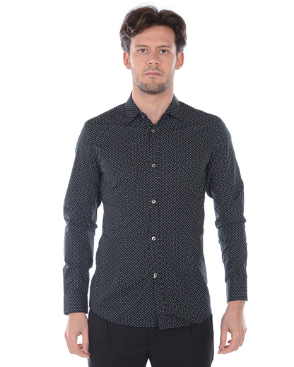 Camicia Cotone Nero Chiaro Daniele Alessandrini - mem39