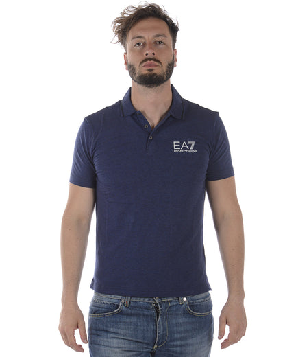 Polo Emporio Armani EA7 Blu con Logo EA7 - mem39