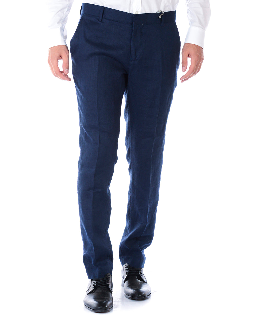 Pantaloni Daniele Alessandrini in Lino Blu - mem39