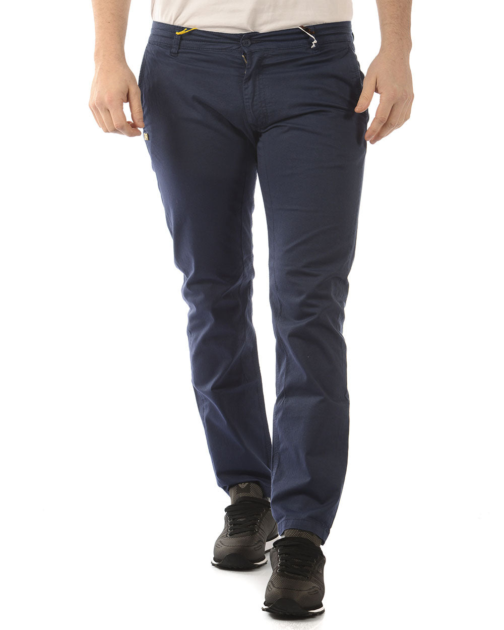 Pantaloni Daniele Alessandrini Blu Scuro con Zip e Bottone - mem39