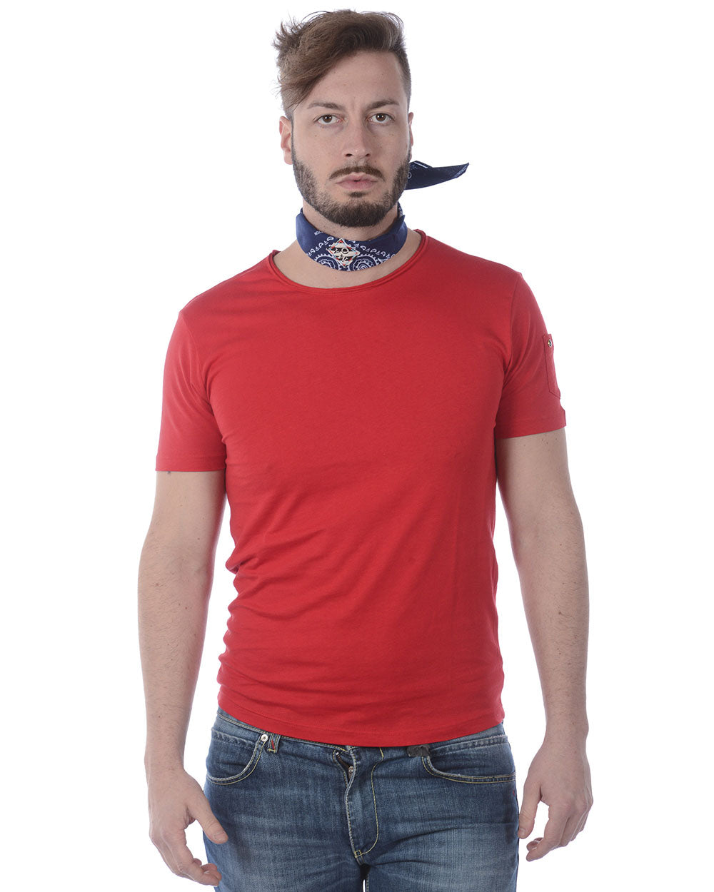 T-shirt Rosso Daniele Alessandrini con Foulard - mem39