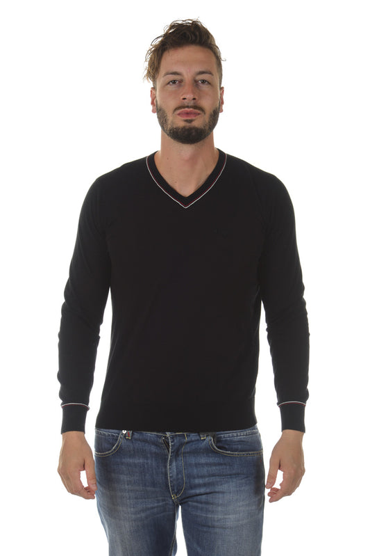 Maglia Nero Cotone con Colletto a V - Armani Jeans - mem39