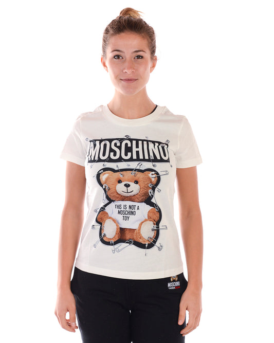 Maglia Moschino Bianca con Logo Distintivo - mem39