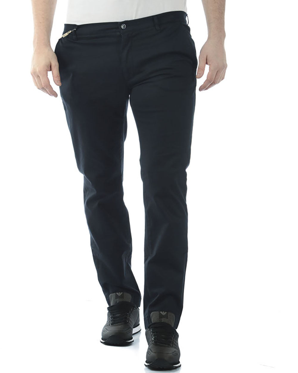 Pantaloni Blu Zip Bottone Daniele Alessandrini M - mem39