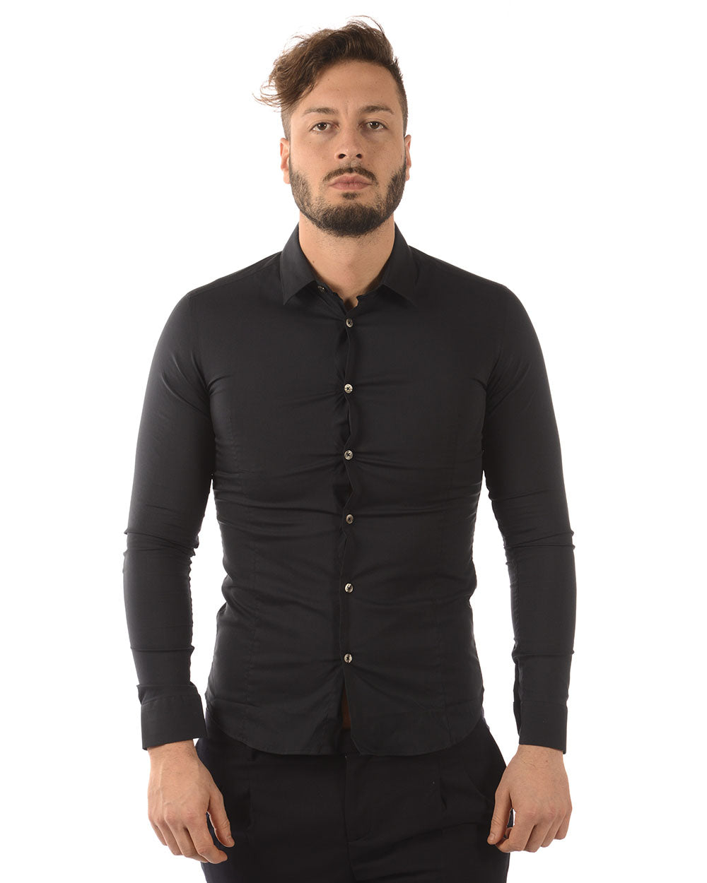 Camicia Blu Slim Fit Daniele Alessandrini - mem39