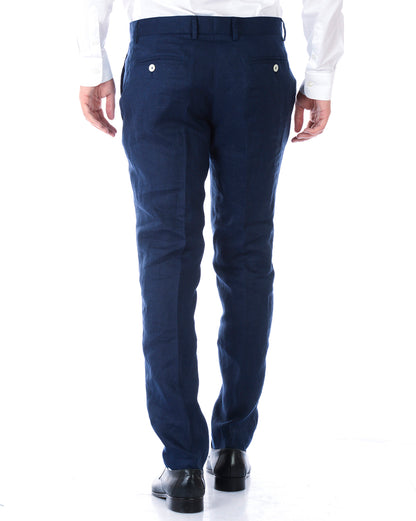 Pantaloni Daniele Alessandrini in Lino Blu - mem39