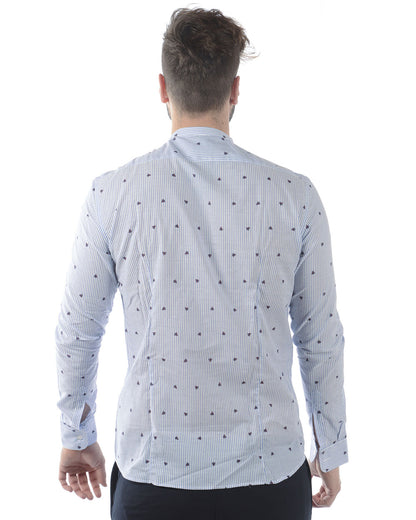 Camicia Daniele Alessandrini Blu Manica Lunga Slim Fit - mem39