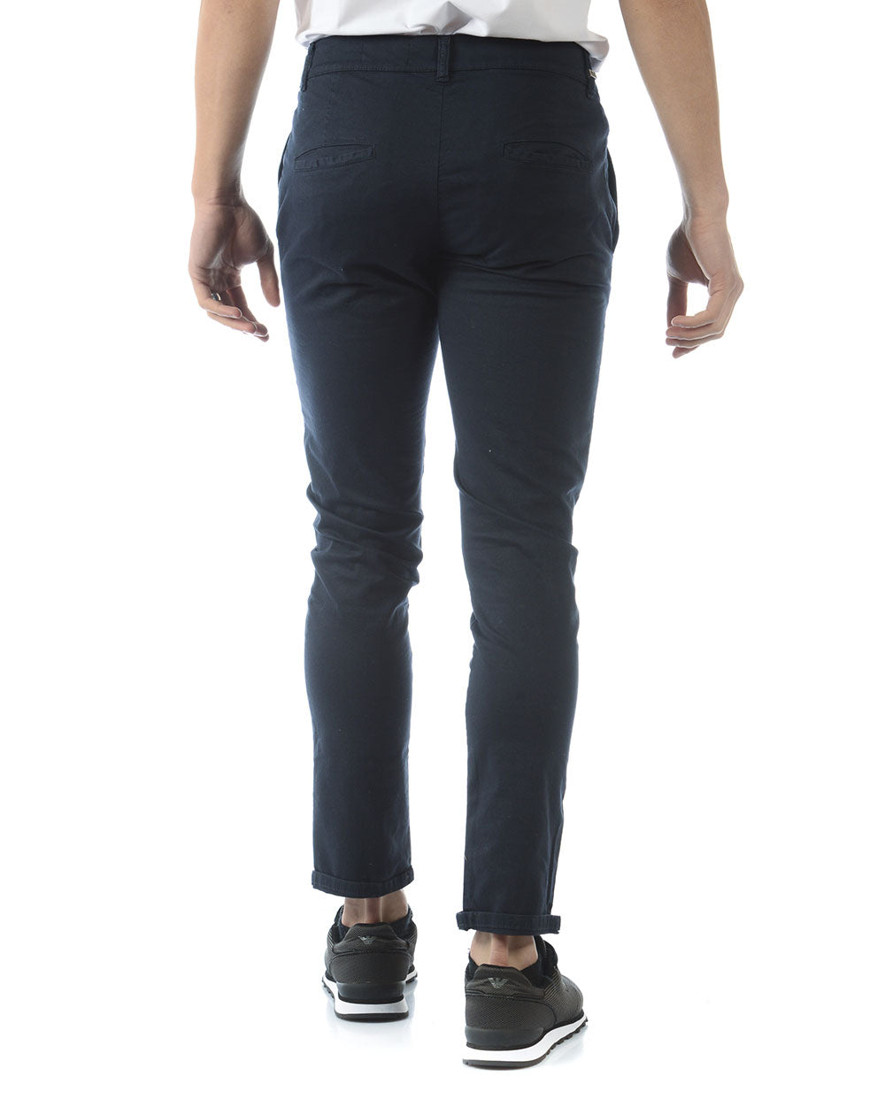 Pantaloni Daniele Alessandrini Blu in Cotone ed Elastan - mem39