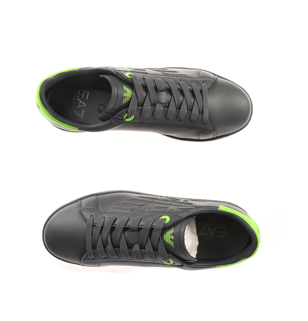 Scarpe Emporio Armani EA7 8 in Pelle Nero Verde - mem39