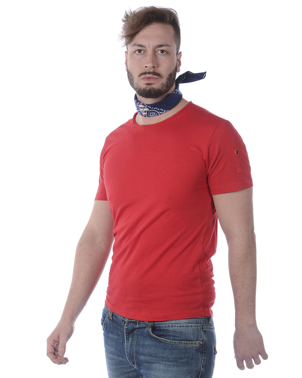 T-shirt Rosso Daniele Alessandrini con Foulard - mem39