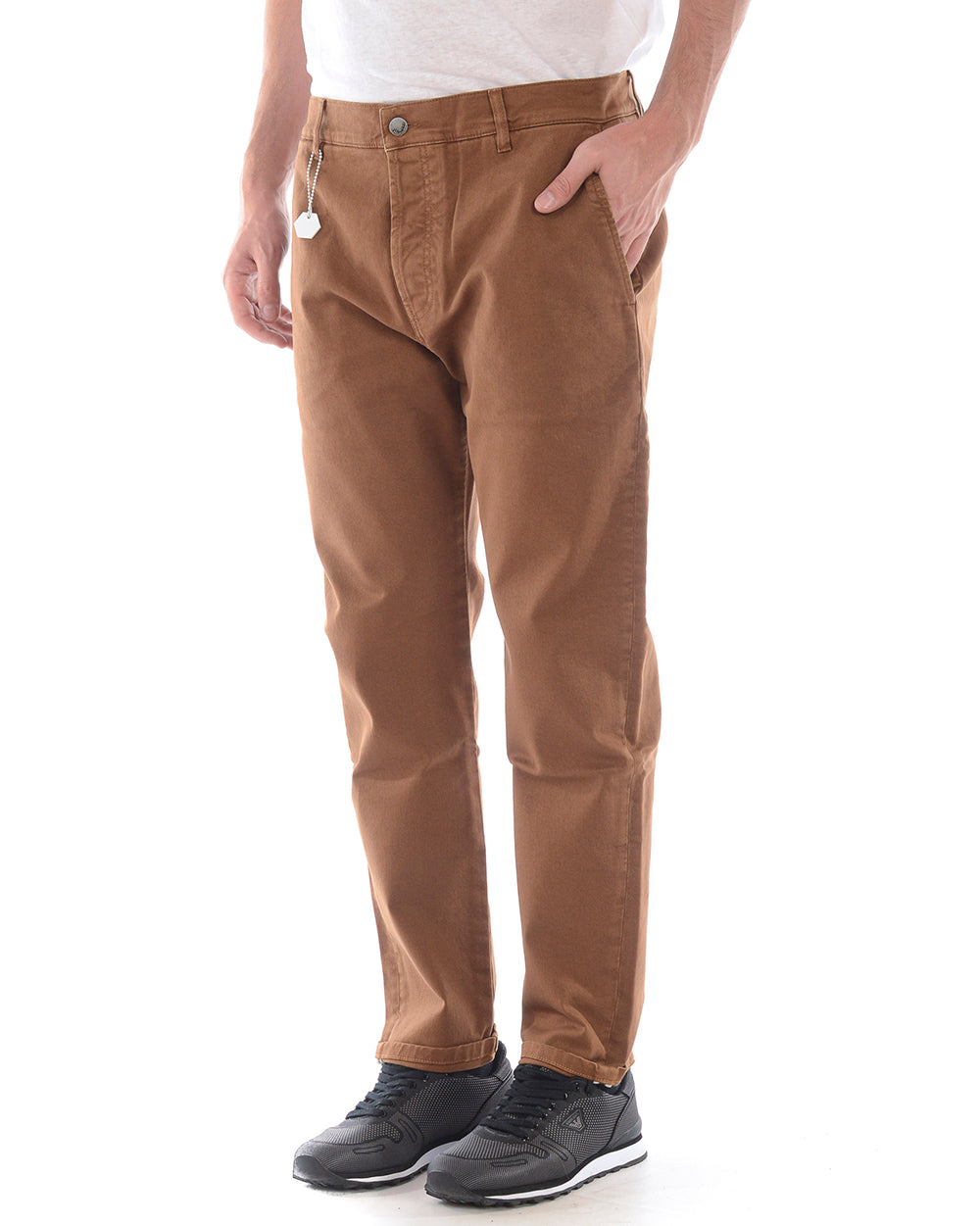 Pantaloni Marrone Cotone Elastan Daniele Alessandrini - mem39