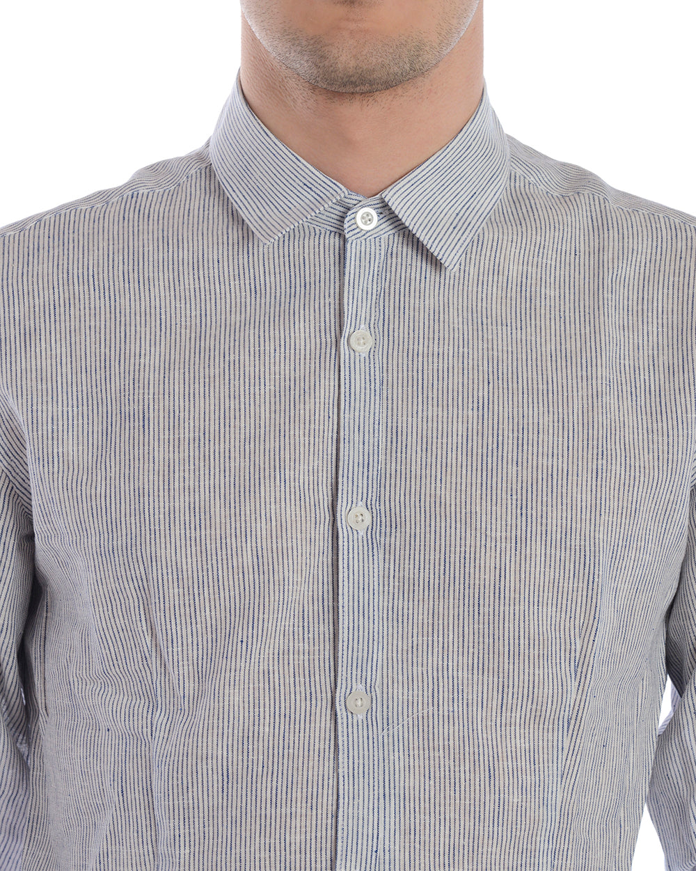 Camicia Blu Lino e Cotone Daniele Alessandrini - mem39