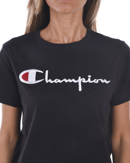 Maglietta Champion Grigia con Logo Ricamato - mem39