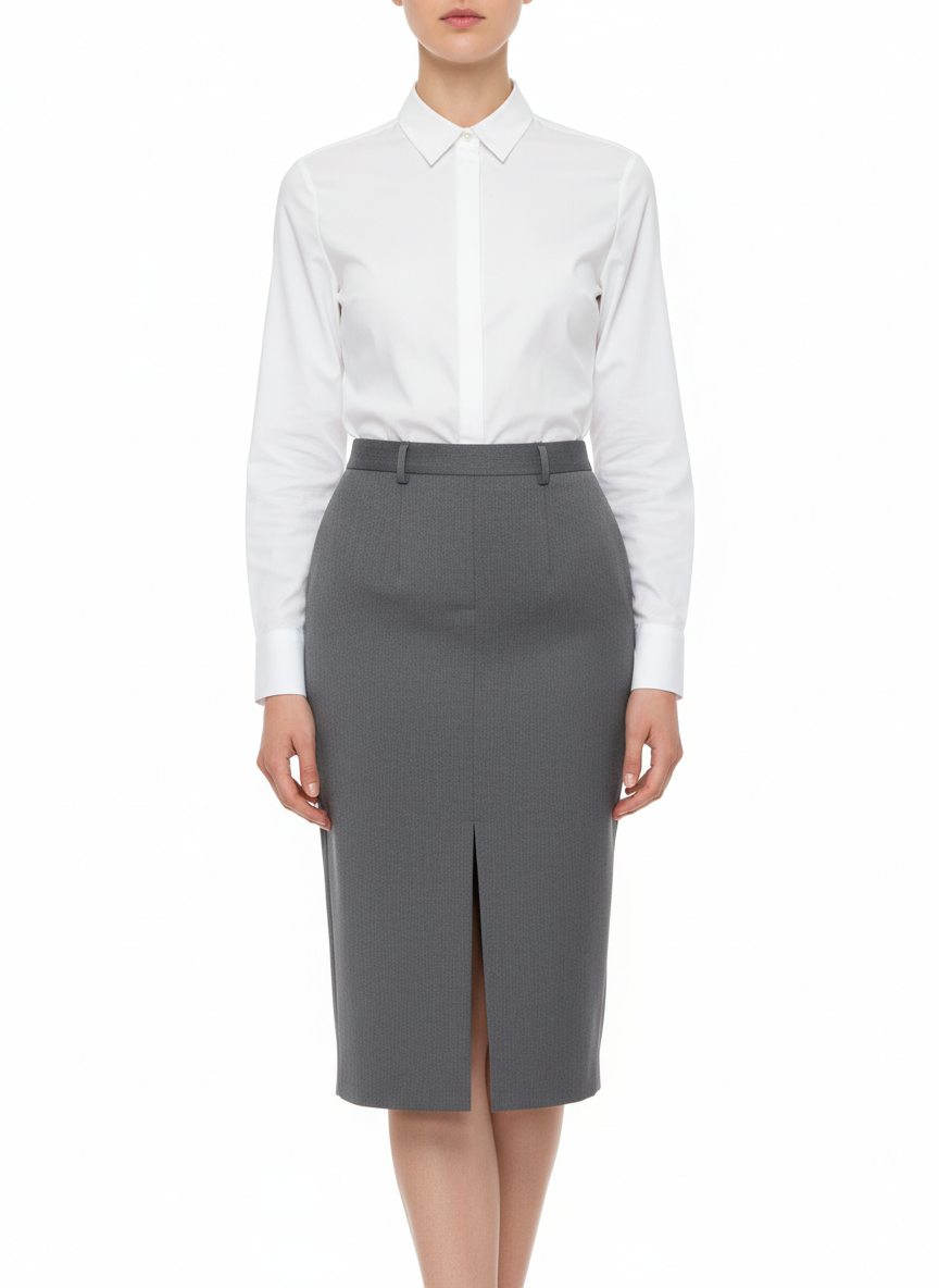 Simona Corsellini langer Rock mit grauem Schlitz