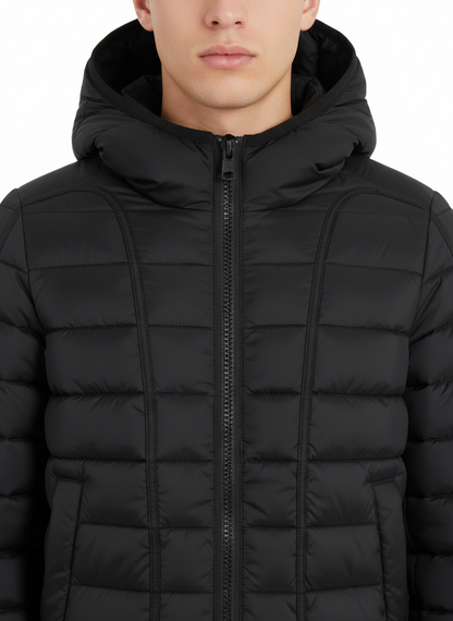 Gesteppte Diesel-Jacke mit schwarzer Kapuze