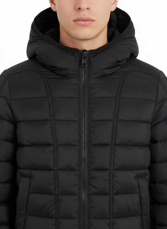 Gesteppte Diesel-Jacke mit schwarzer Kapuze