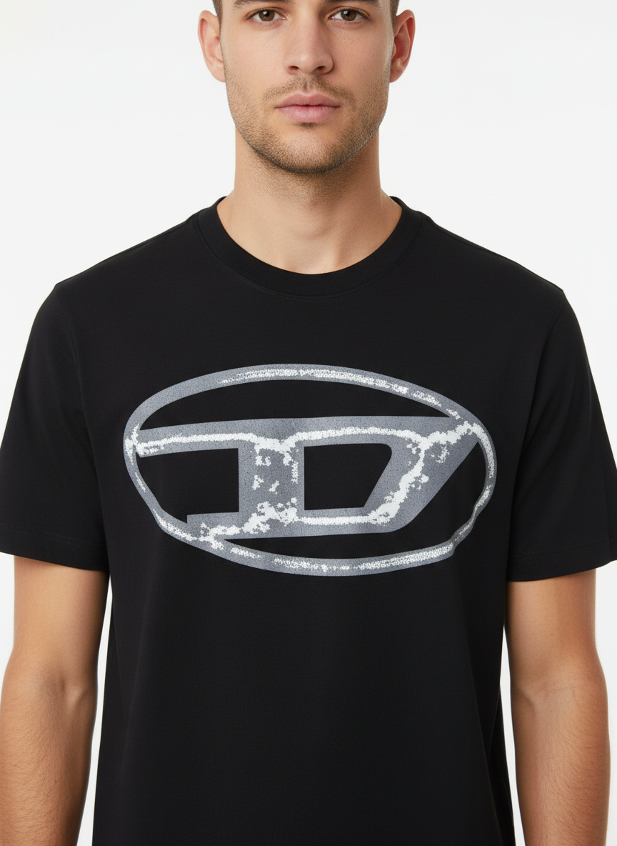 Diesel Kurzarm-T-Shirt mit schwarzem Logo
