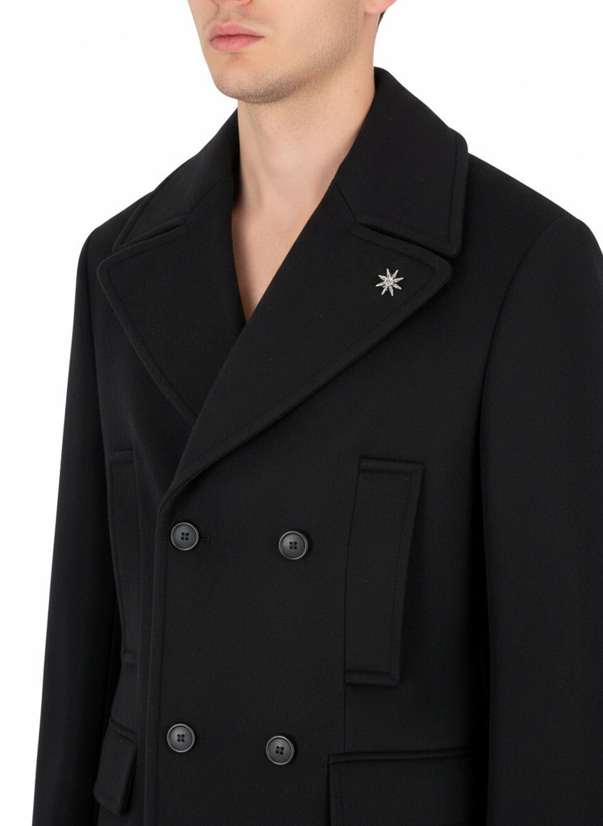Manuel Ritz cappotto doppiopetto in panno misto lana blu - mem39