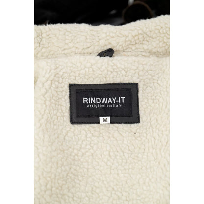 Rindway Herren-Lederjacke in Slim Fit, schwarz, aus echtem Leder, mit Lammfelltaschen und abnehmbarer Kapuze