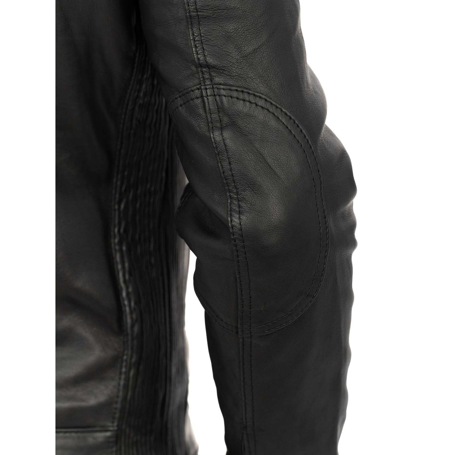 Rindway Herren-Bikerjacke aus schwarzem Echtleder in schmaler Passform mit Hauptreißverschluss und Überschlag