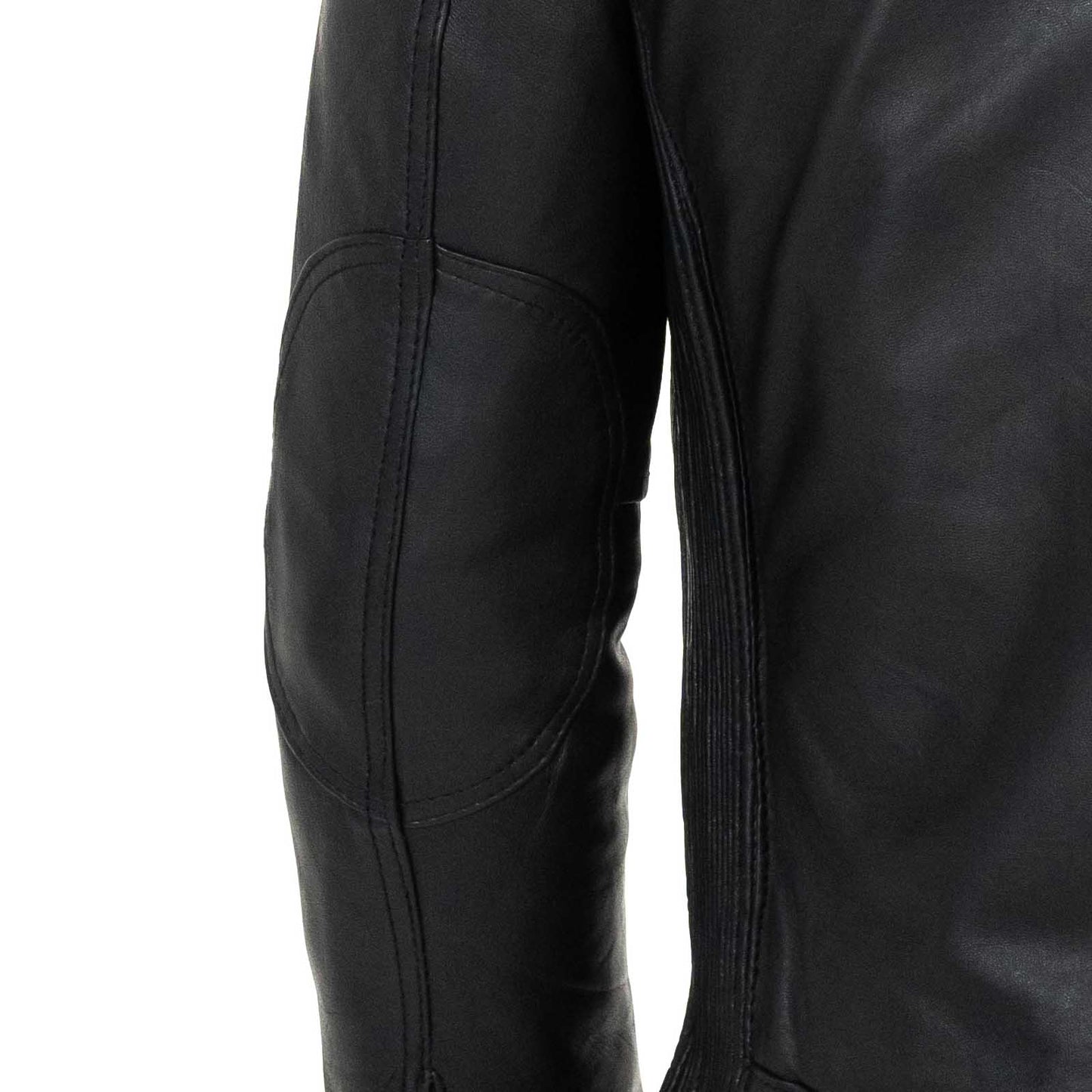 Schwarze Herren-Bikerjacke aus echtem Leder in schmaler Passform mit besonderen Schulterpartien von Rindway
