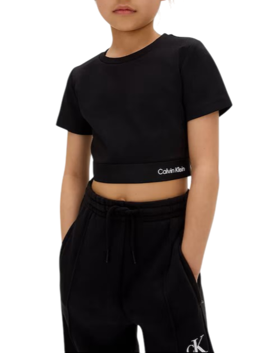 Calvin Klein Jeans T-shirt crop bambina nero