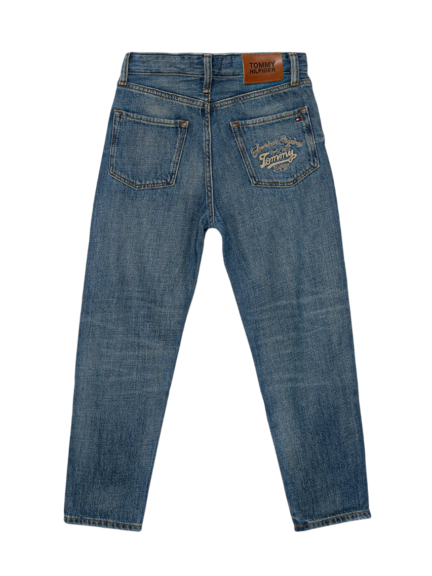 Tommy Hilfiger jeans bambino con logo ricamato lavaggio blu