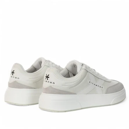 John Richmond sneakers in pelle e suede bianco ecrù