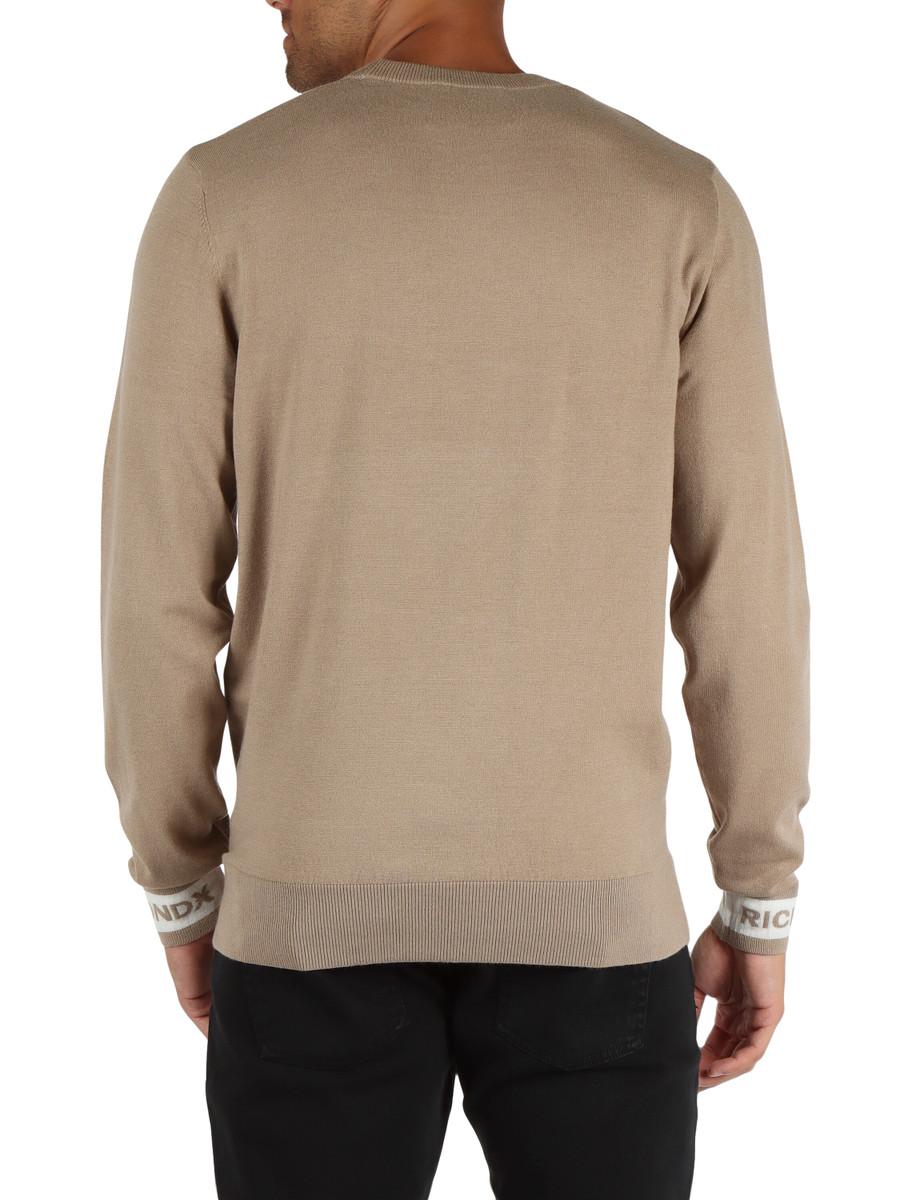 John Richmond maglia girocollo Artuso con logo jacquard beige