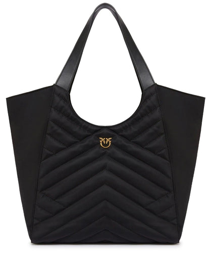 Pinko borsa Tote bag trapuntata in nylon riciclato nero
