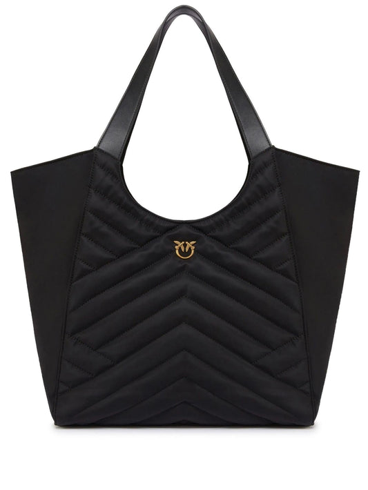 Pinko borsa Tote bag trapuntata in nylon riciclato nero
