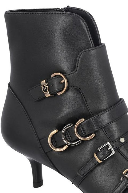 Pinko stivali tronchetti Gloria con fibbie nero