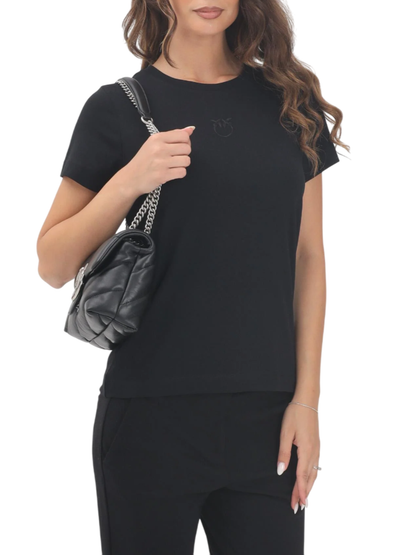 Pinko T-shirt manica corta Bussolotto con logo nero