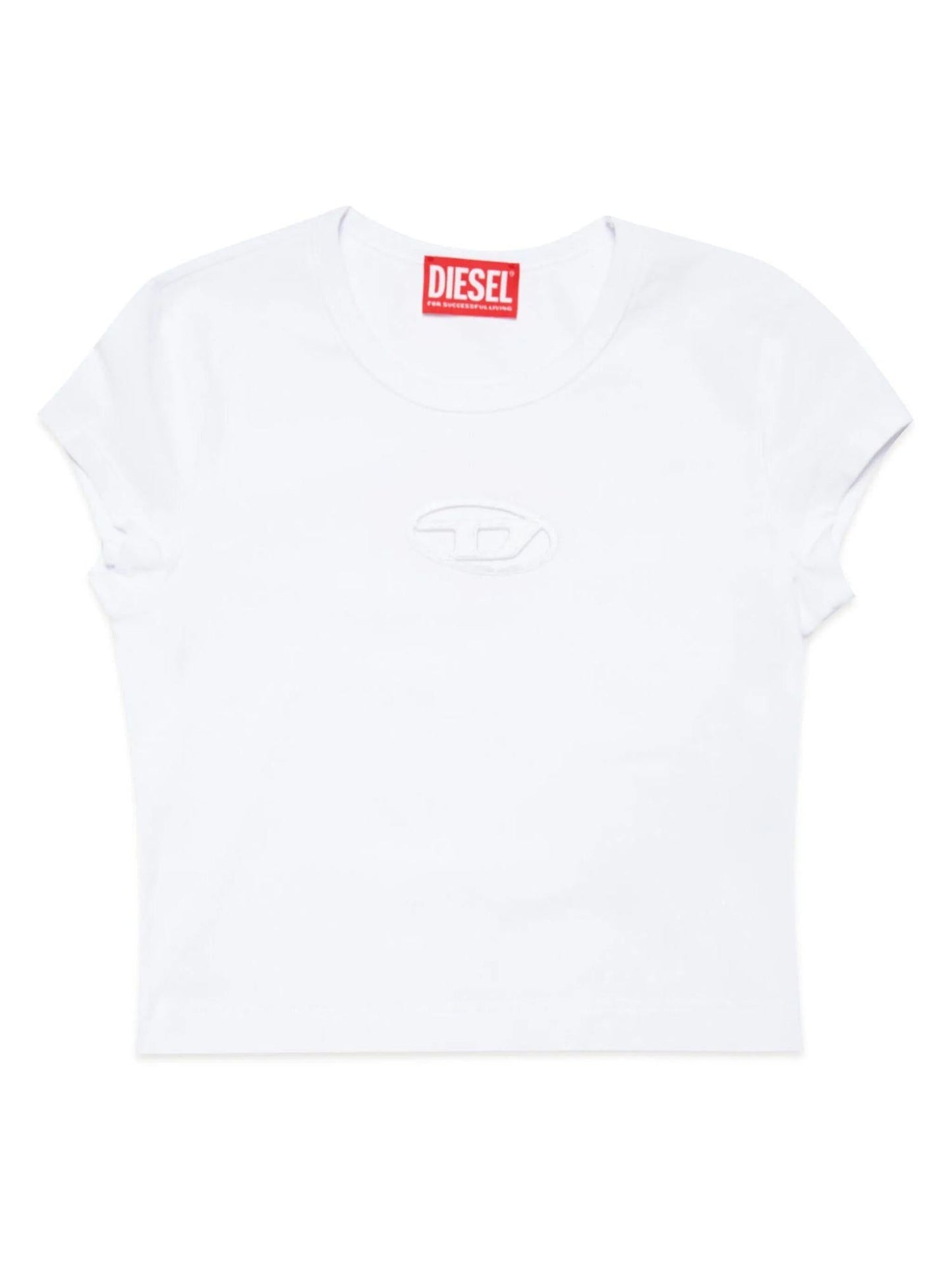 Diesel T-shirt manica corta Tangie con logo cut out bianco