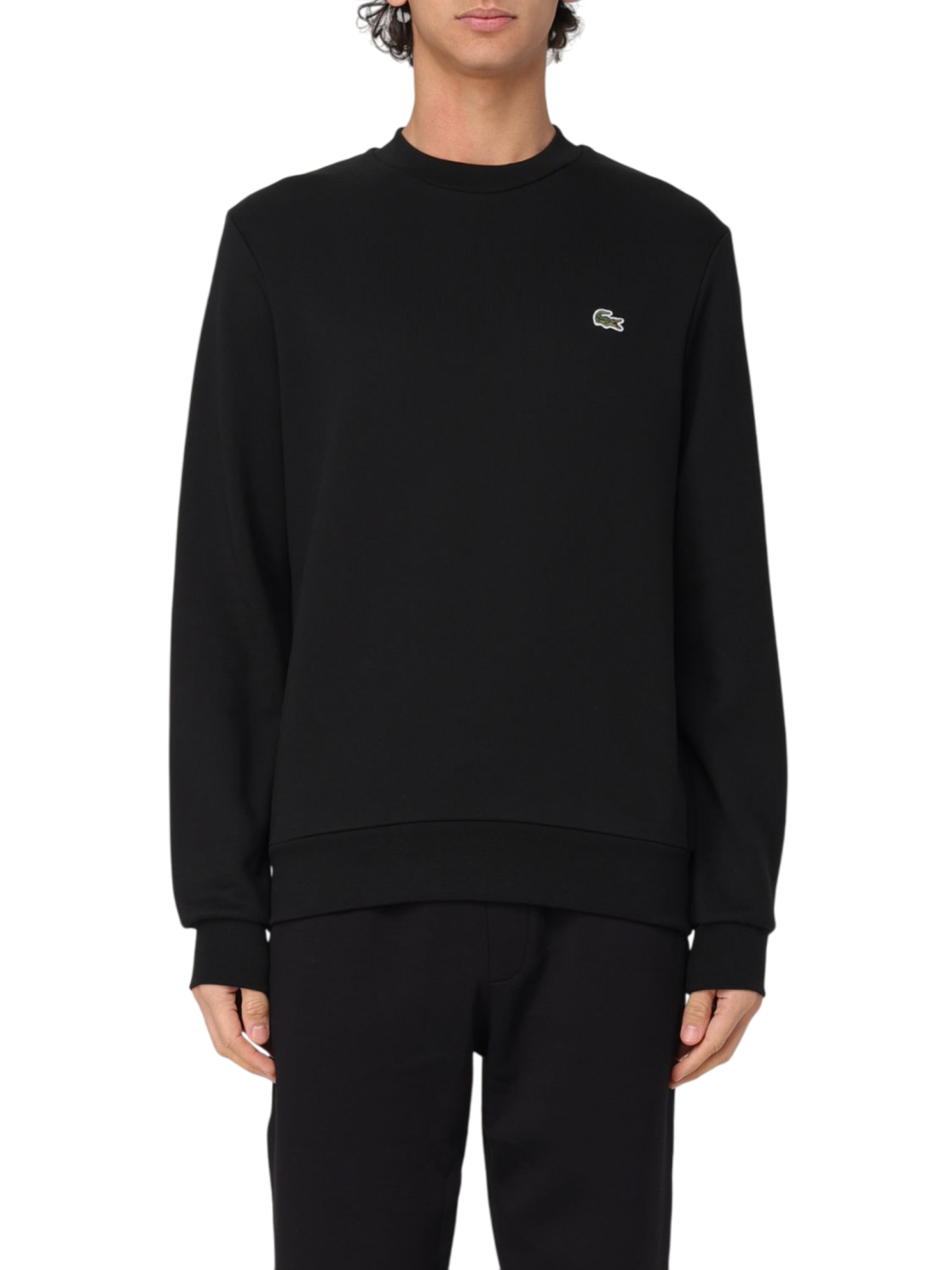 Lacoste felpa girocollo in cotone nero